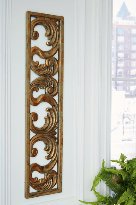 Candelario Natural Scroll Wood Wall Decor front view
