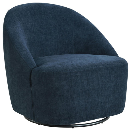 Leon Upholstered Barrel Swivel Accent Chair Navy — product view