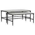 Ebby 2-piece nesting coffee tables with white marble tops and antique black iron frames - full view