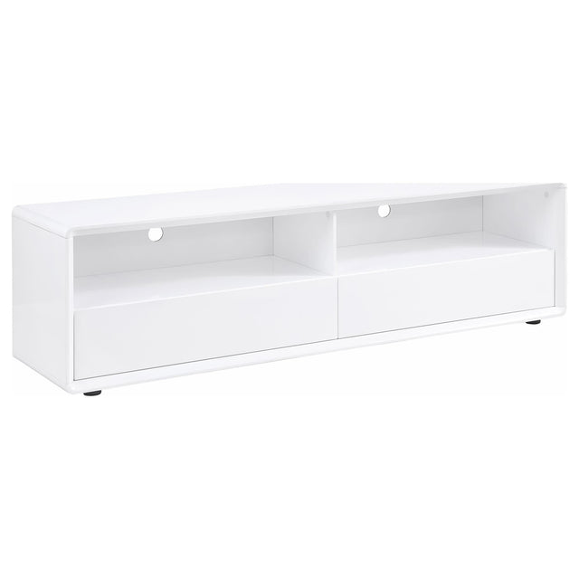 Ellice 71-inch white TV stand front angle