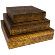 Keldy set of 3 antique brass finish boxes closed on white background