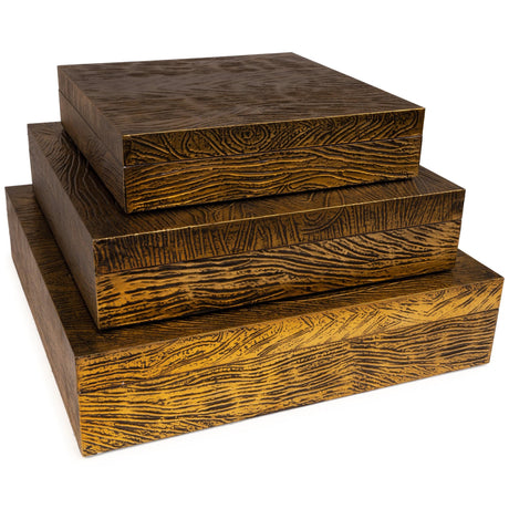 Keldy set of 3 antique brass finish boxes closed on white background
