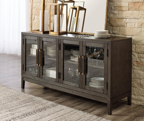 Burkhaus Dark Brown Dining Server angled view with closed doors
