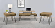 Fanning 3-piece lift-top coffee and end table set in golden oak, angled view