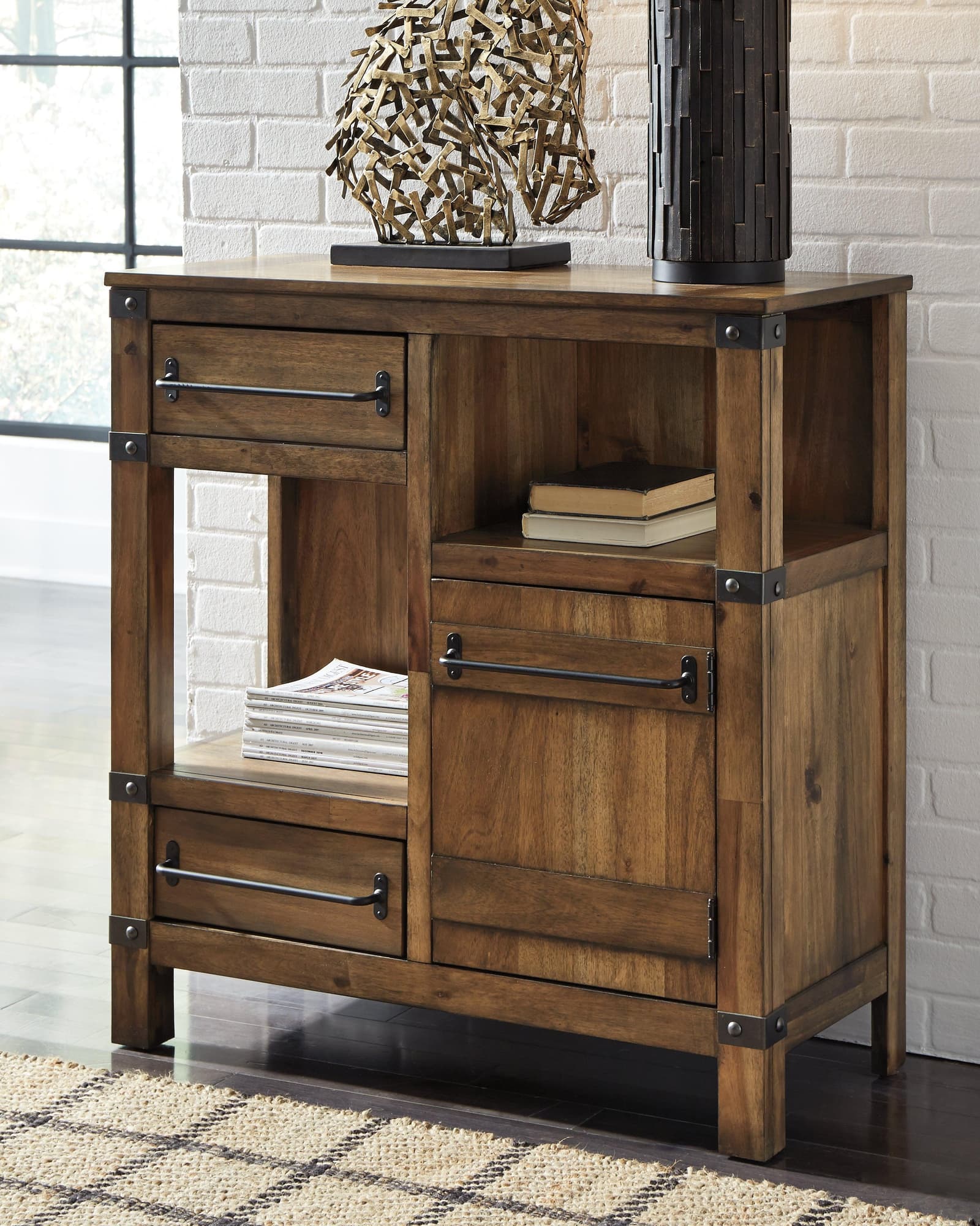 Roybeck Light Brown Bronze Accent Cabinet front view