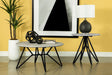 Hadi 2-piece round coffee and end table set with faux cement tops and geometric metal bases