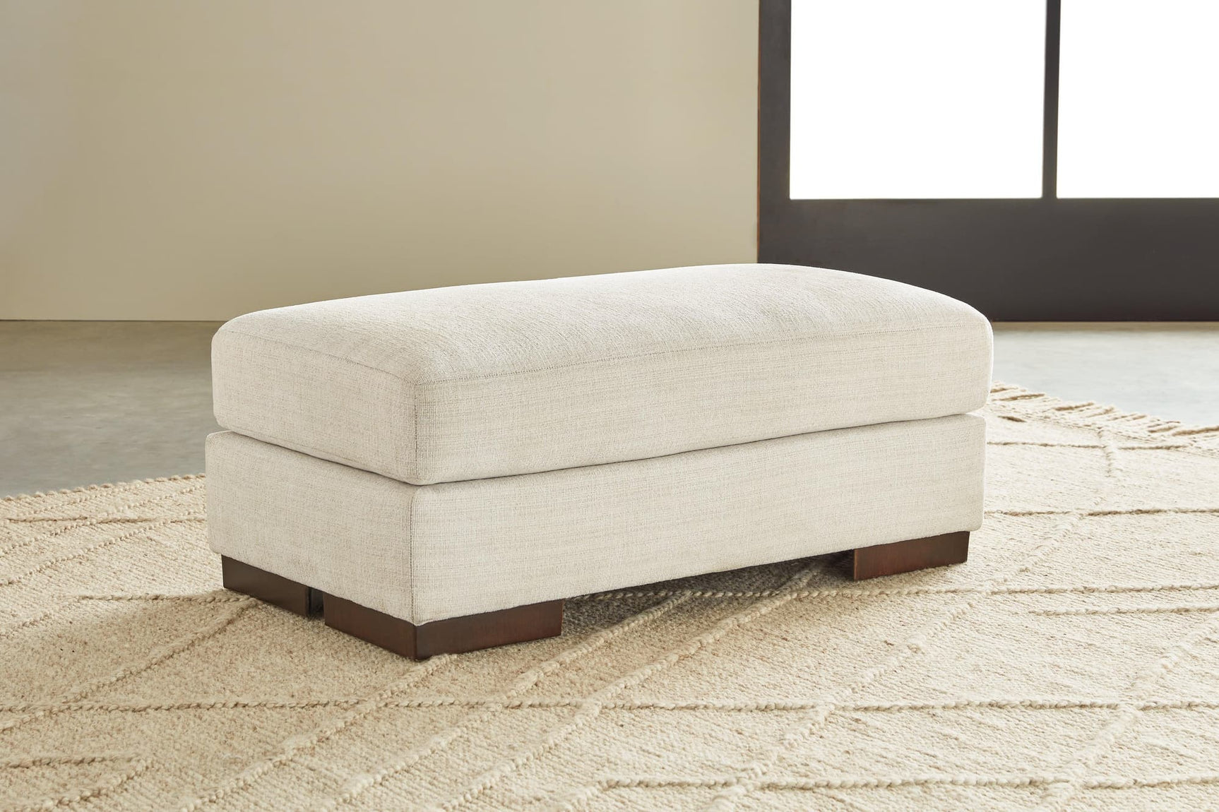 Maggie Birch Chenille Ottoman front angle view