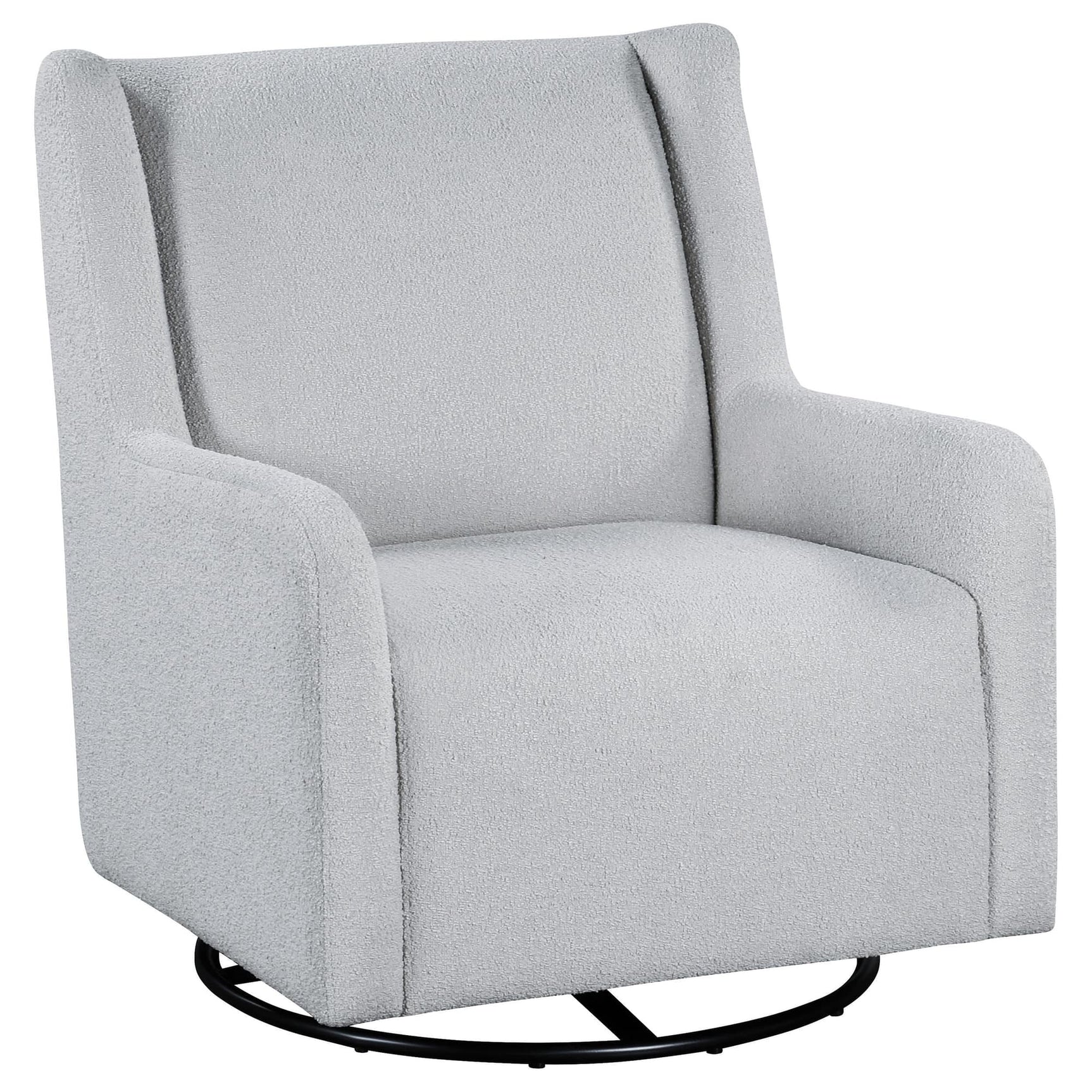 Serra Boucle Upholstered Swivel Glider Recliner Dove Grey front angle