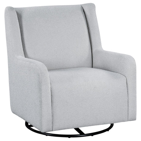 Serra Boucle Upholstered Swivel Glider Recliner Dove Grey front angle