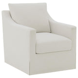 Winter Beige Upholstered Sloped Arm Swivel Accent Chair - front angle