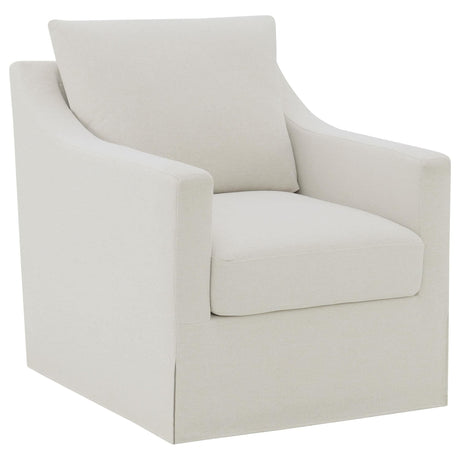 Winter Beige Upholstered Sloped Arm Swivel Accent Chair - front angle