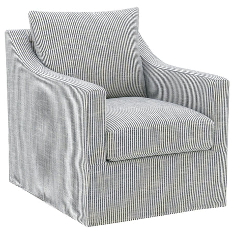 Winter Upholstered Sloped Arm Accent Swivel Chair Grey, front angle