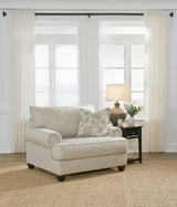 Asanti Oversized Chair in fog chenille fabric, front angle view