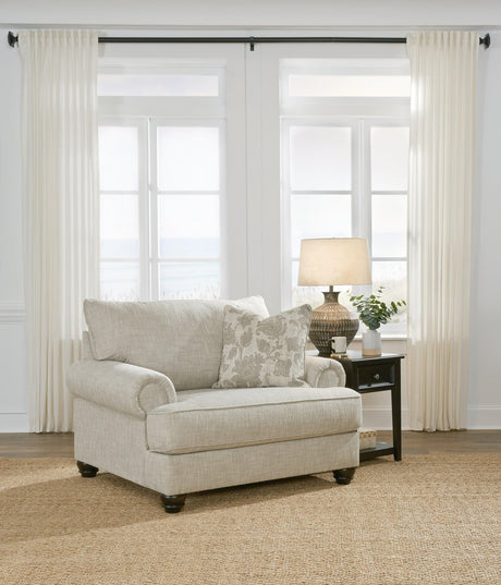 Asanti Oversized Chair in fog chenille fabric, front angle view