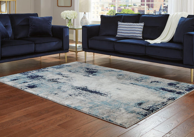 Leonelle Cream Blue Gray 5'3 x 7'3 Rug top view