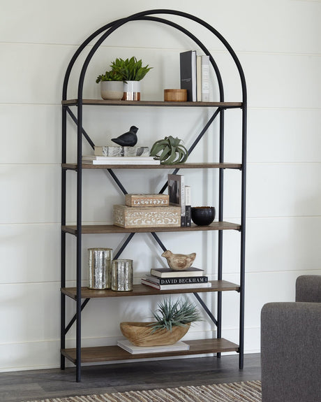 Galtbury brown and black bookcase front angle view