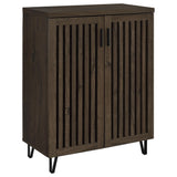 Front view of Brixton 2-door entryway shoe cabinet in smoked oak
