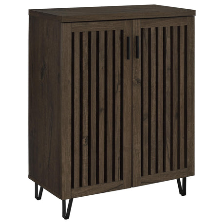 Front view of Brixton 2-door entryway shoe cabinet in smoked oak