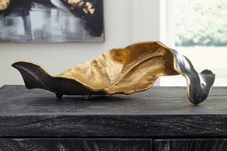 Melinda Black and Gold Metal Sculpture front view