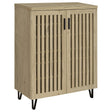 Brixton 2-door white oak shoe storage cabinet front view