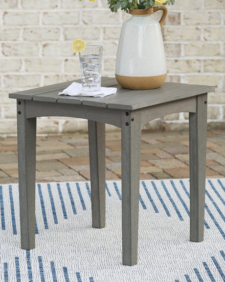 Visola Gray Outdoor End Table front view outdoor patio