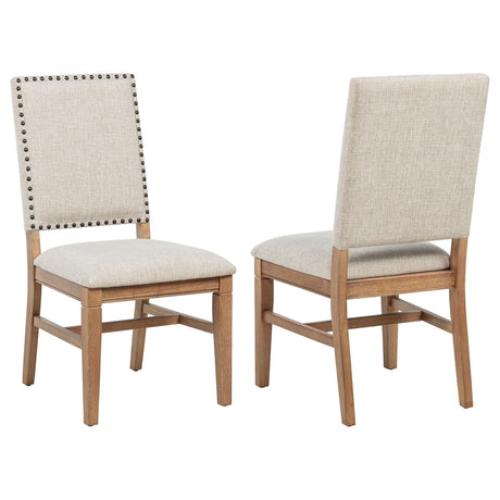 Middleton beige upholstered dining side chair set of 2 front view