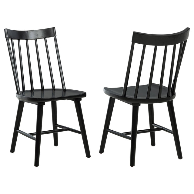 Middleton black solid wood dining side chair front view