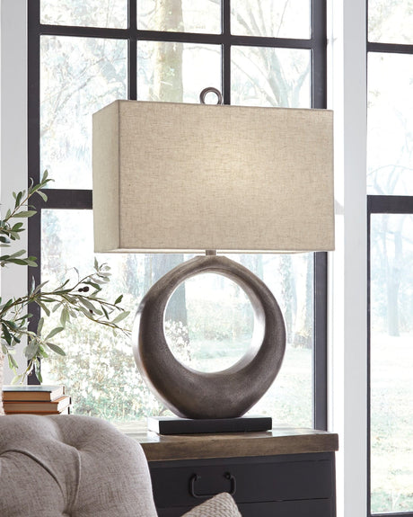 Saria Antique Silver Finish Table Lamp on living room side table