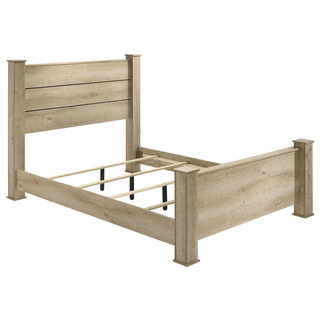 Oakglen Eastern King Panel Bed weathered oak headboard close-up