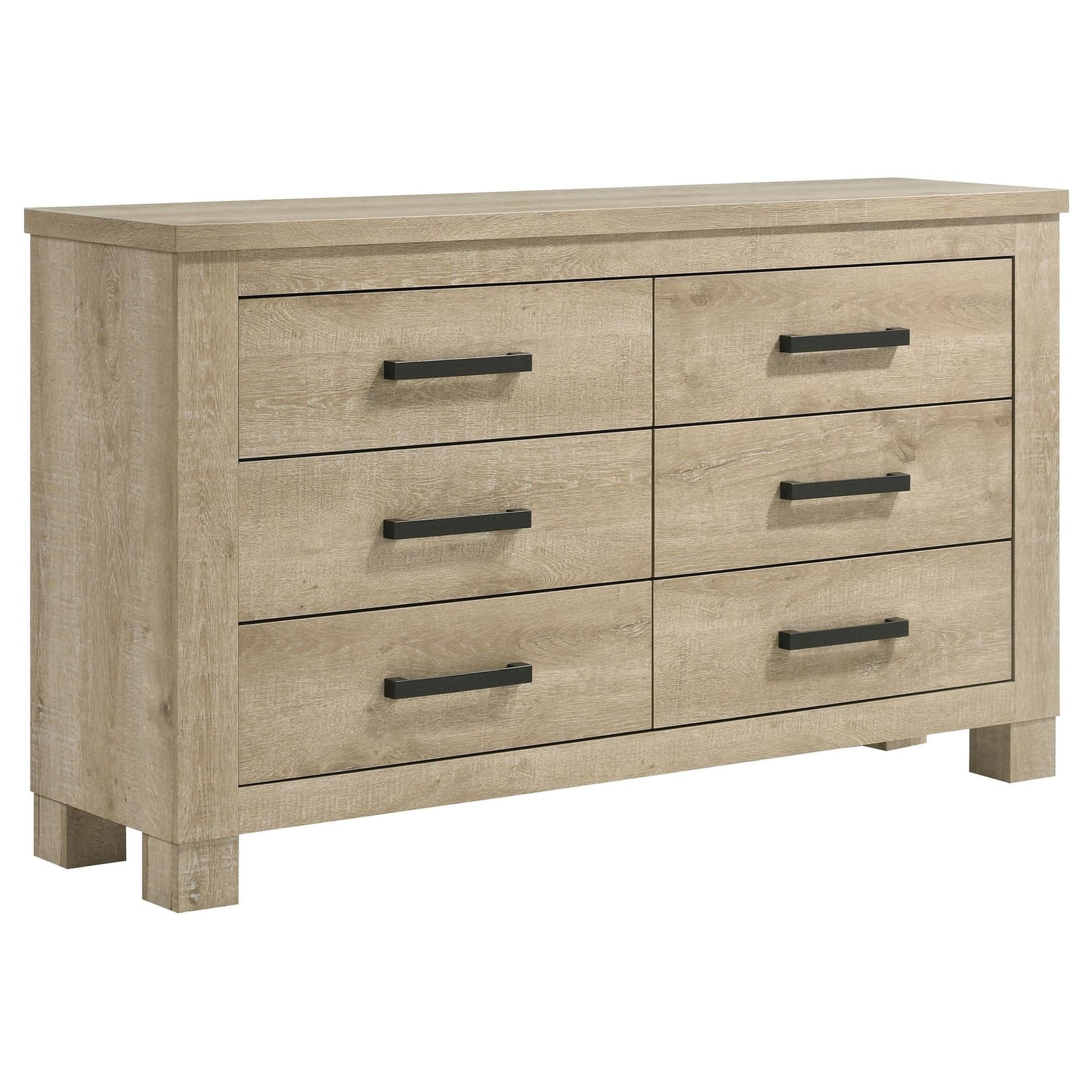 Oakglen dresser six drawers weathered oak front angle