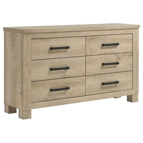 Oakglen dresser six drawers weathered oak front angle