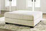 Rawcliffe Oversized Accent Ottoman in Parchment Chenille - front view