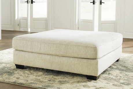 Rawcliffe Oversized Accent Ottoman in Parchment Chenille - front view