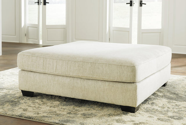 Rawcliffe Oversized Accent Ottoman in Parchment Chenille - front view