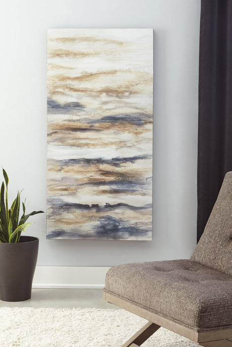 Joely Blue and Tan Wall Art front view