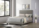 Dorian taupe fabric upholstered full panel bed front view