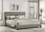 Dorian Upholstered Eastern King Panel Bed Taupe front view
