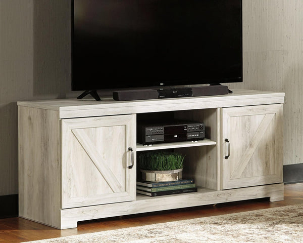 Bellaby Whitewash 63-inch TV Stand angled view