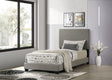 Dorian Taupe Fabric Upholstered Twin Panel Bed front view
