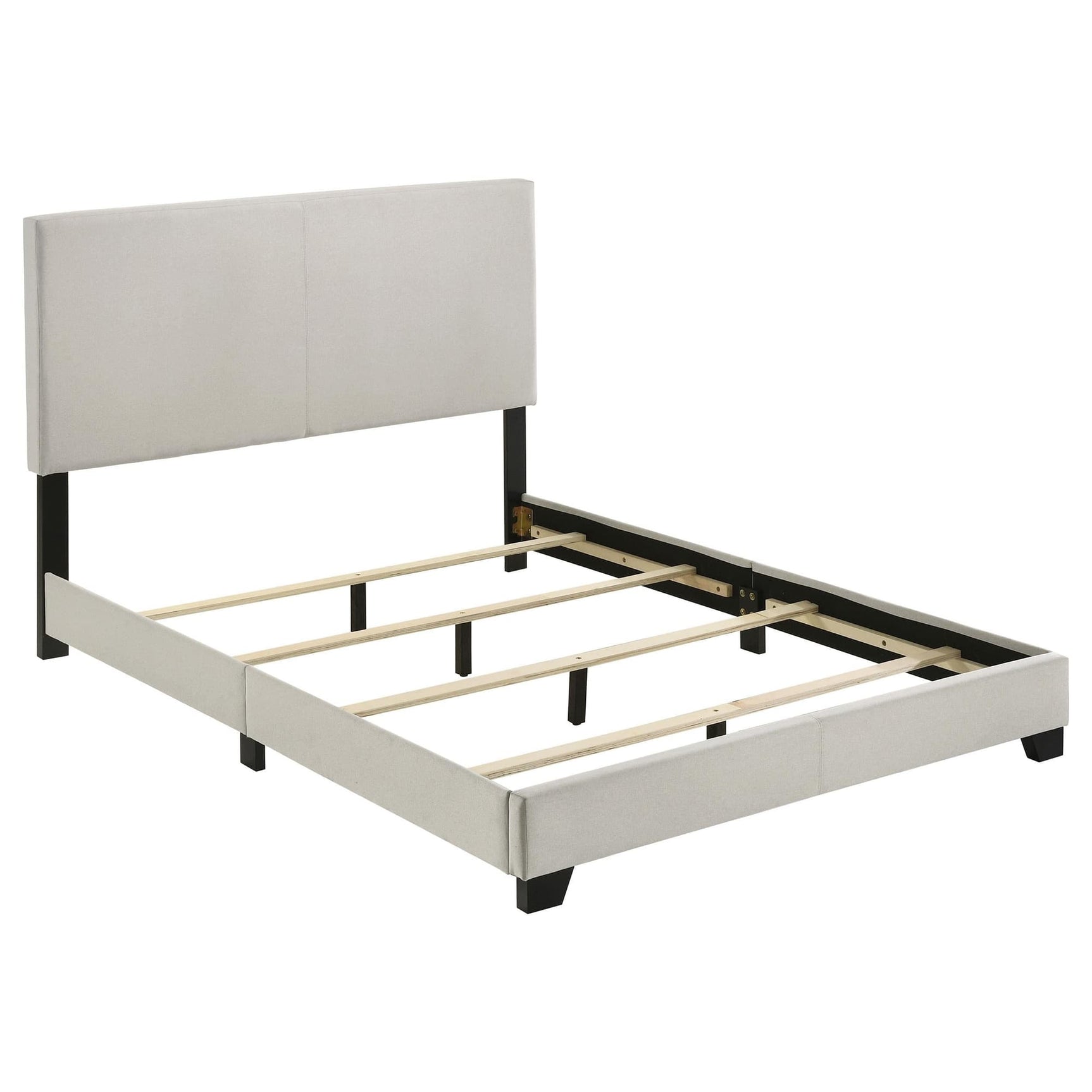 Dorian Fabric Upholstered Full Panel Bed in Cream, front view