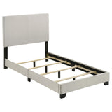 Dorian Twin Fabric Upholstered Panel Bed Cream front view