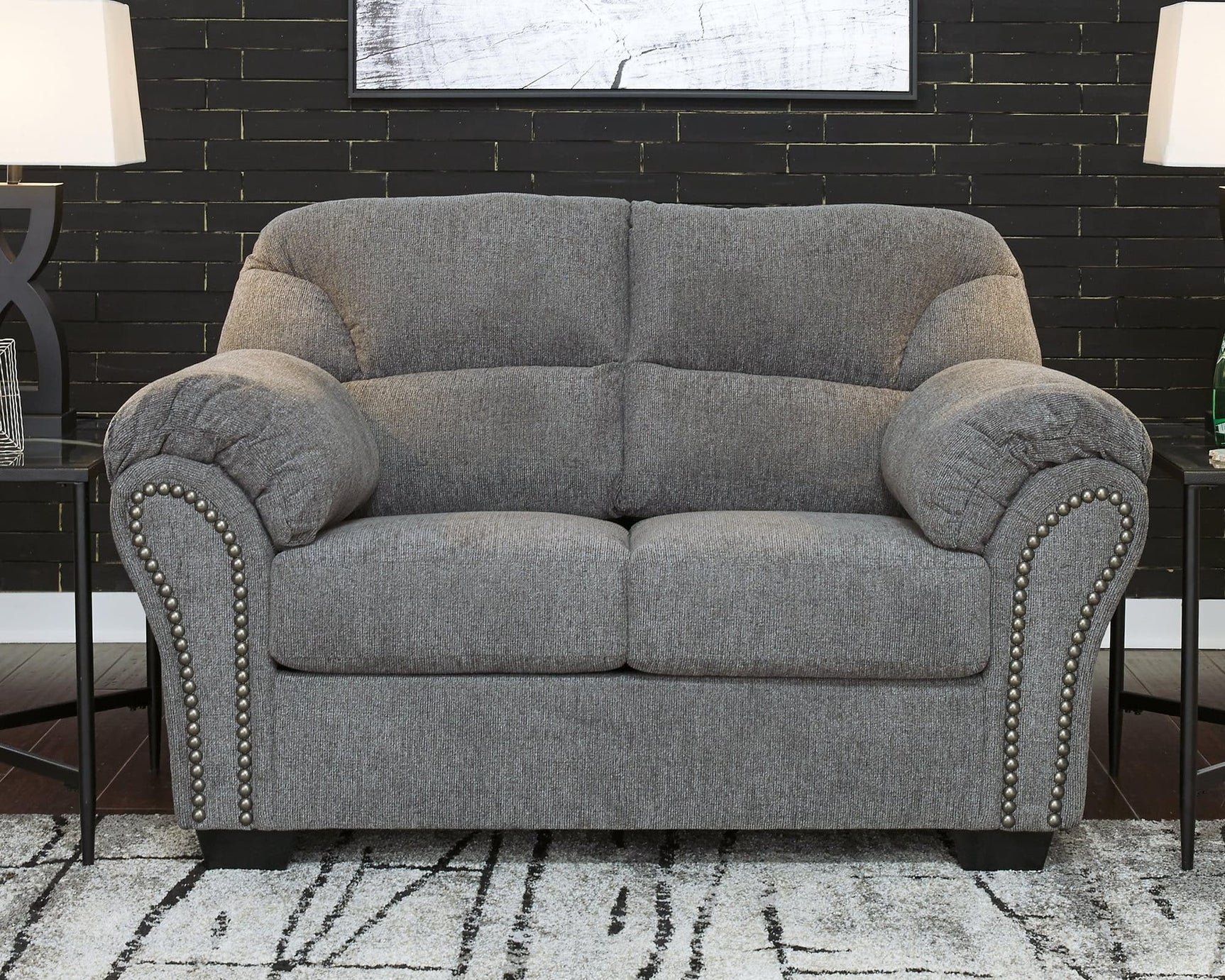 Allmaxx Pewter Chenille Loveseat front angled view