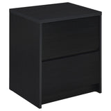 Westpark black nightstand front view showing drawers and LED light