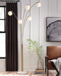 Taliya Champagne and White Arc Lamp side view