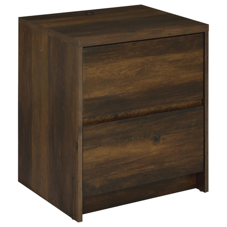 Westpark 2-drawer nightstand with LED lighting and USB ports in dark pine finish