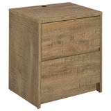 Westpark nightstand front view showing two drawers and mango wood finish