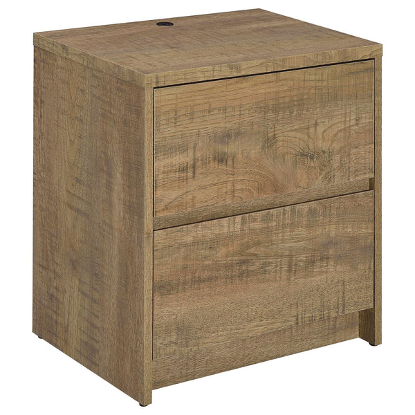 Westpark nightstand front view showing two drawers and mango wood finish