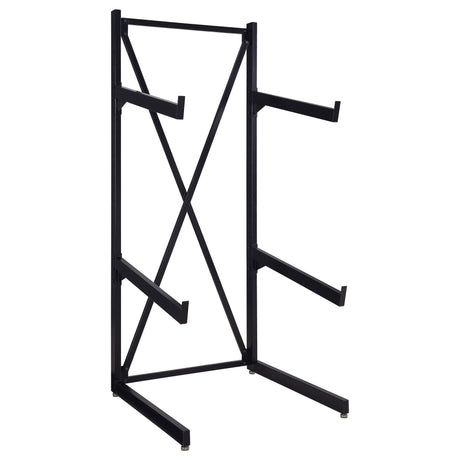 Duarto 3-tier sofa display rack black angled view