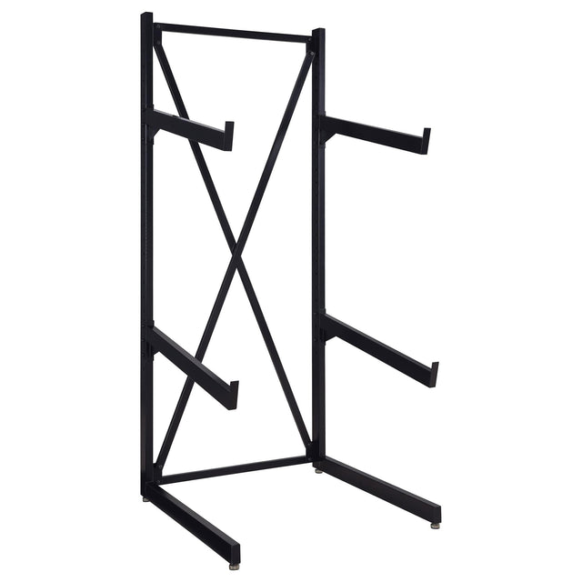 Duarto 3-tier sofa display rack black angled view