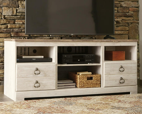 Willowton Whitewash 64 inch TV Stand front view